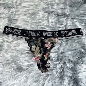 PINK Victoria’s Secret Tropical Lace Banded Thong Medium